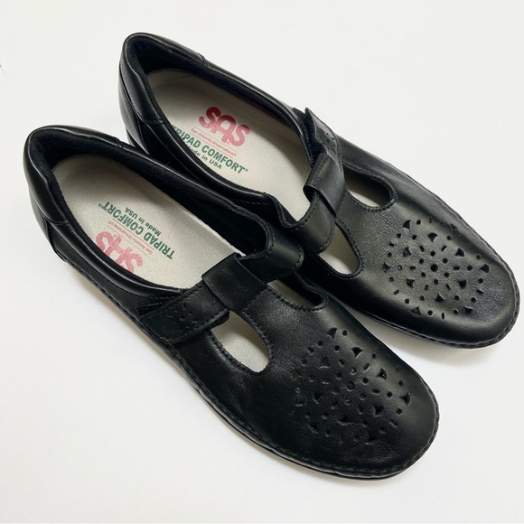 SAS Willow EZ Strap Walking Shoe Black Leather 9.5 N - Picture 1 of 7